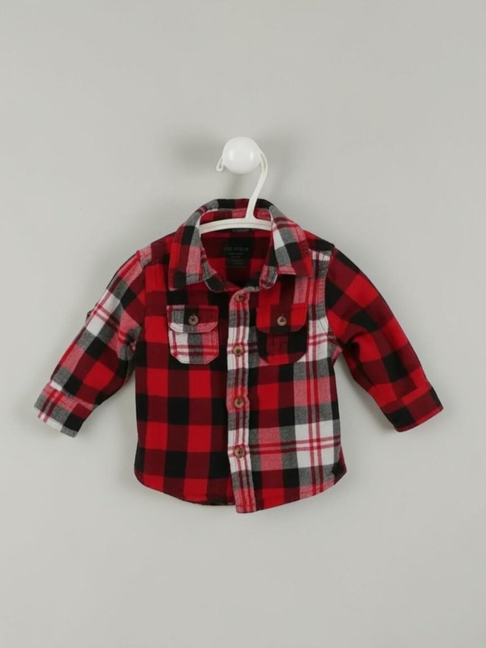 Joe Fresh Flannel Plaid Button-Down Roll-Up Sleeves 3-6 Months